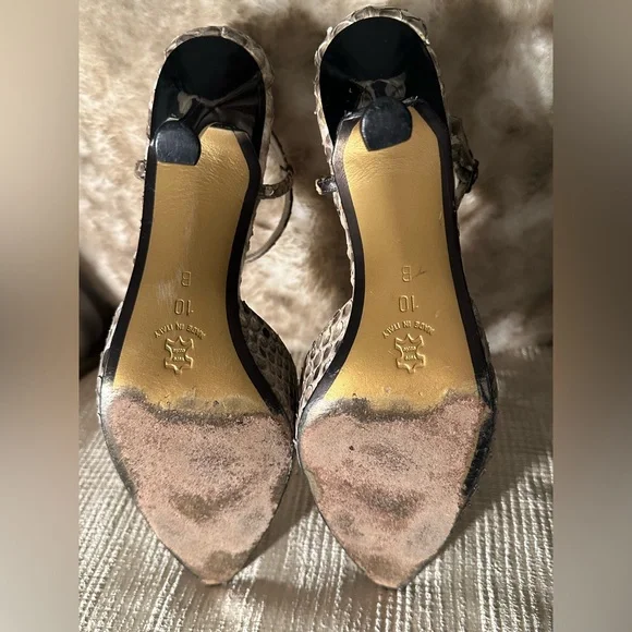 Stuart Weitzman for Mr. Seymor Vintage Snakeskin Strappy Heels - Picture 7 of 11